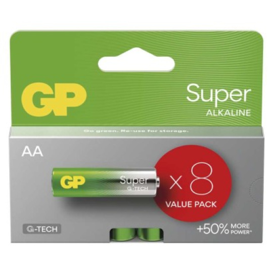 Alkalická baterie GP Super AA (LR6), 8 ks - 8ks