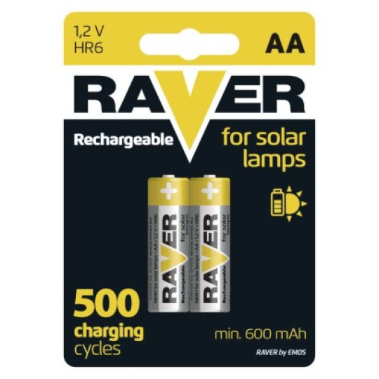 Nabíjecí baterie do solárních lamp RAVER SOLAR AA (HR6) 600 mAh - 2ks