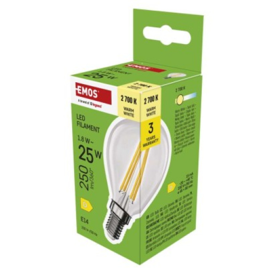 LED žárovka Filament Mini Globe / E14 / 1,8 W (25 W) / 250 lm / teplá bílá