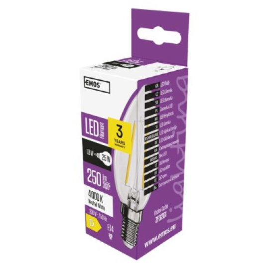 LED žárovka Filament svíčka / E14 / 1,8 W (25 W) / 250 lm / neutrální bílá