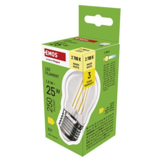 LED žárovka Filament Mini Globe / E27 / 1,8 W (25 W) / 250 lm / teplá bílá