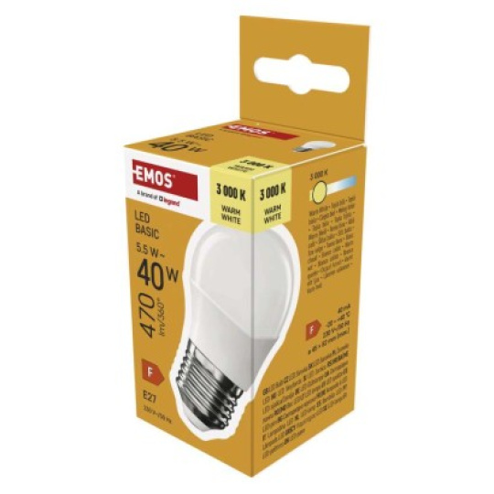 LED žárovka Basic Mini Globe / E27 / 5,5 W (40 W) / 470 lm / teplá bílá