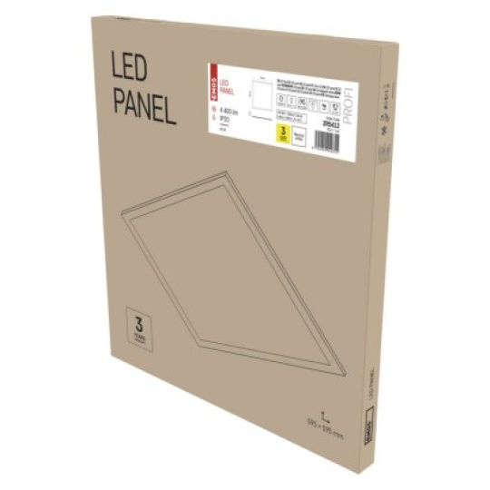 LED panel PROFI 60×60, čtvercový vestavný bílý, 40W neutrální bíla, Emergency