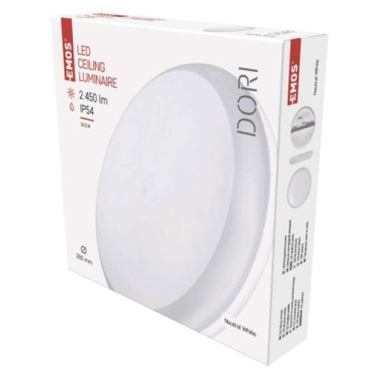 LED přisazené svítidlo DORI, kruhové bílé 24,5W neutr.b., IP54