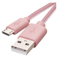 Nabíjecí a datový kabel USB-A 2.0 / micro USB-B 2.0, 1 m, růžový