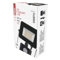 LED reflektor SIMPO s pohybovým čidlem, 10,5W, černý, neutrální bílá