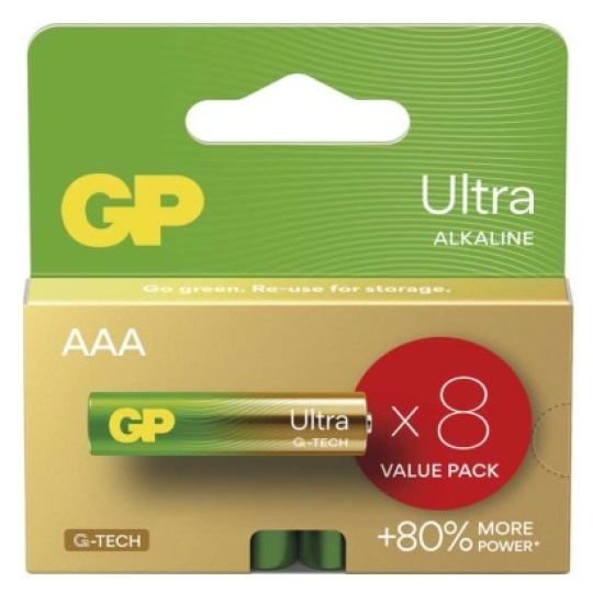 Alkalická baterie GP Ultra AAA (LR03), 8 ks - 8ks